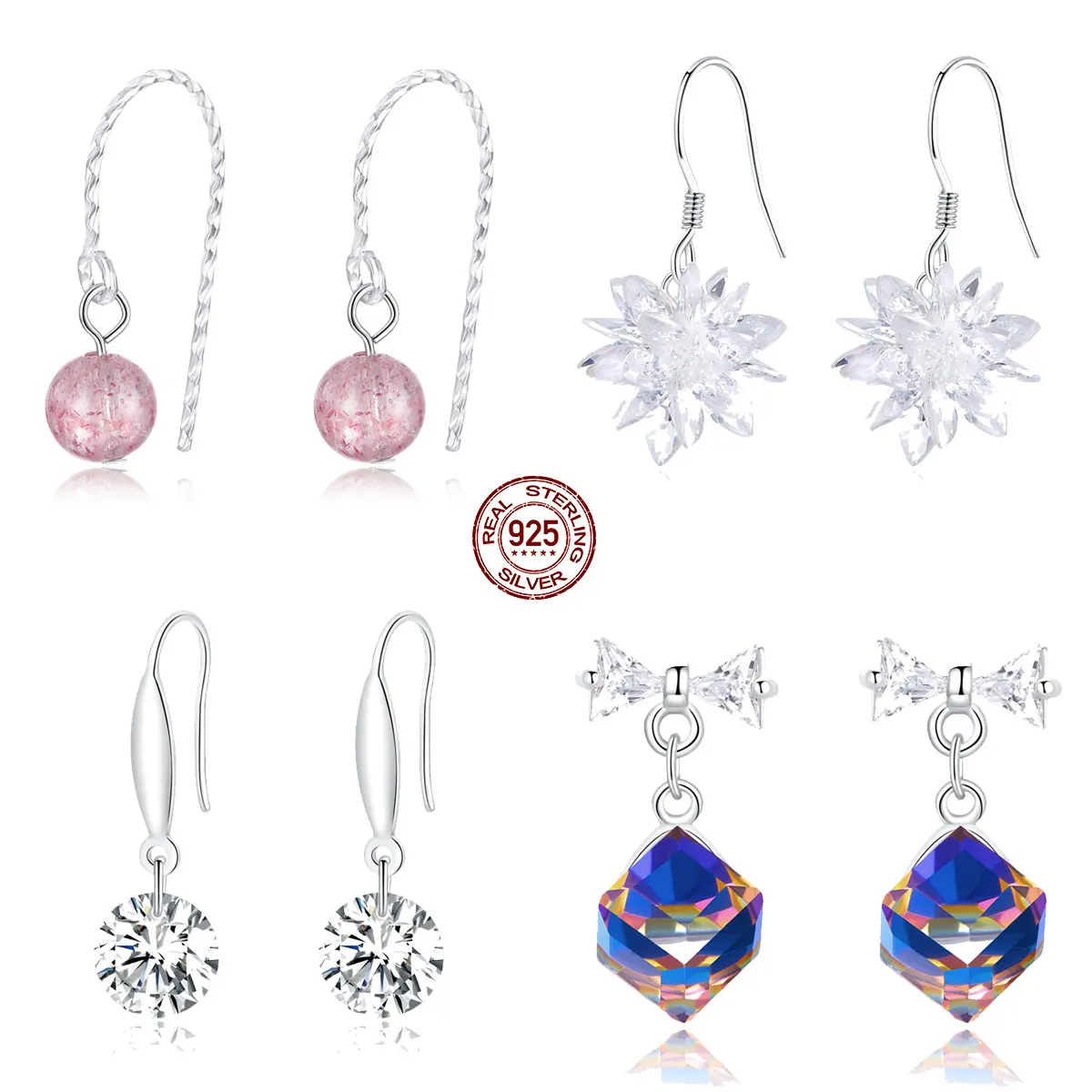 

Exquisite 2019 brincos BISAER 925 Sterling Silver Cubic Zircon Snowflakes Drop Earrings for Women Sterling Silver Jewelry