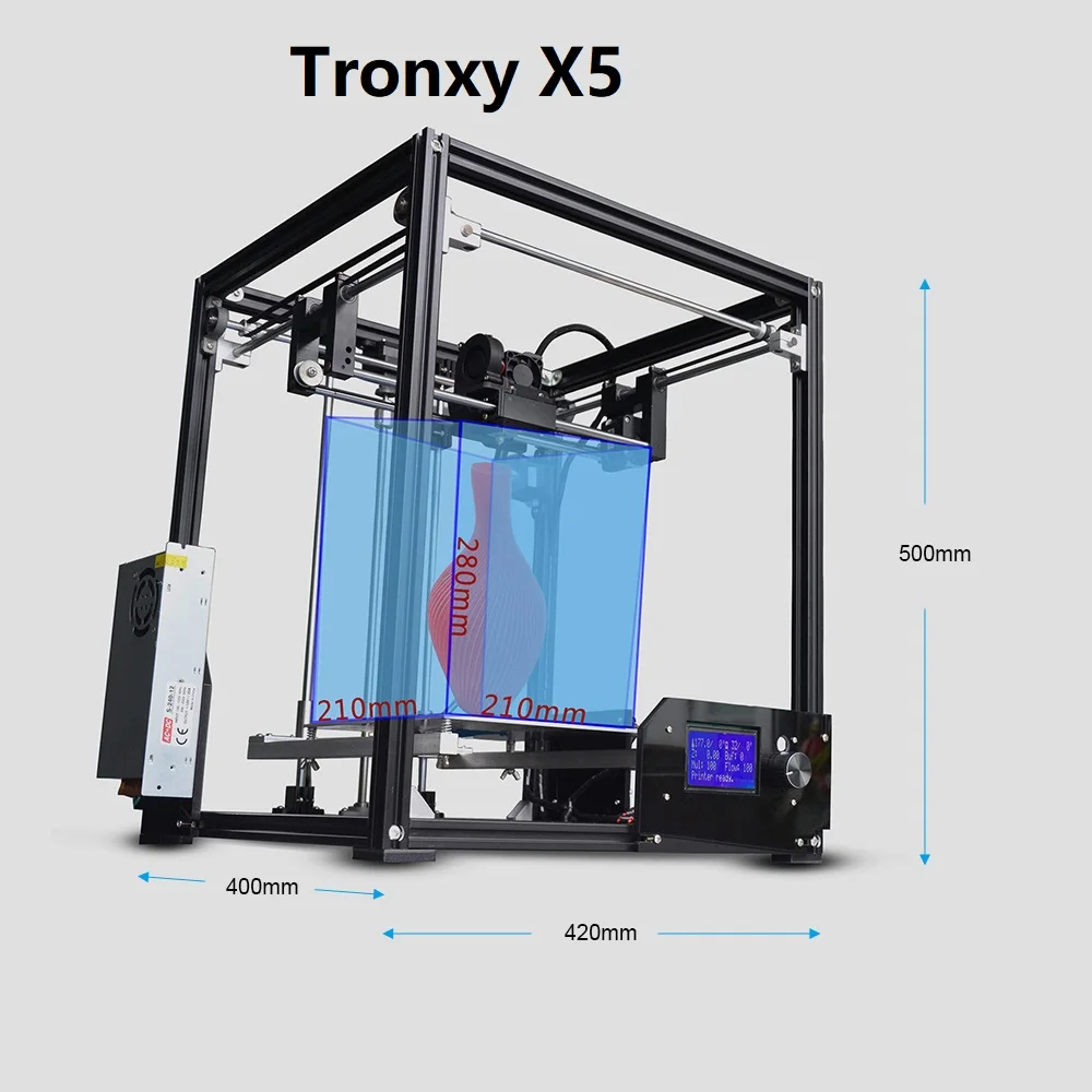 Tronxy X5SA DIY 3d принтер Наборы двойной оси Z Большой размер печати 330*330*400 мм с LCD12864 экран металлическая рамка высокая точность