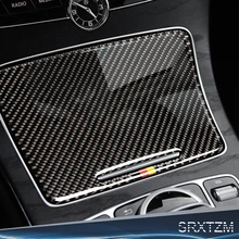 Srxtzm углеродного волокна подкладке держатель стакана воды Панель крышка машина для обрезания наклеек для Mercedes Benz C Class W205 C180 C200 GLC Стикеры s