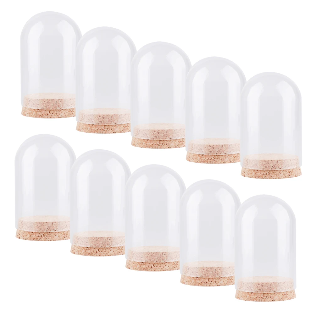 10Pcs Mini Clear Glass Hemisphere Cover Dome Cabochon With Cork Table Decor for Mini Landscape Ornament