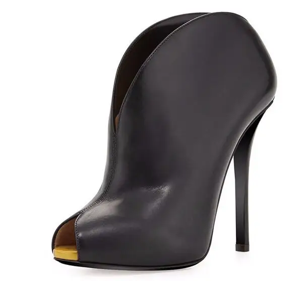 

2018 spring and autumn new woman peep toe ankle boots Ladies open toe shell super high thin heel short boots Dress shoes