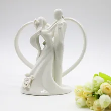 Принцесса свадебный Декор Танцующая Невеста и жених и сердце фигурка блестящая керамическая свадебный торт Топпер силуэт романтическая Топпер
