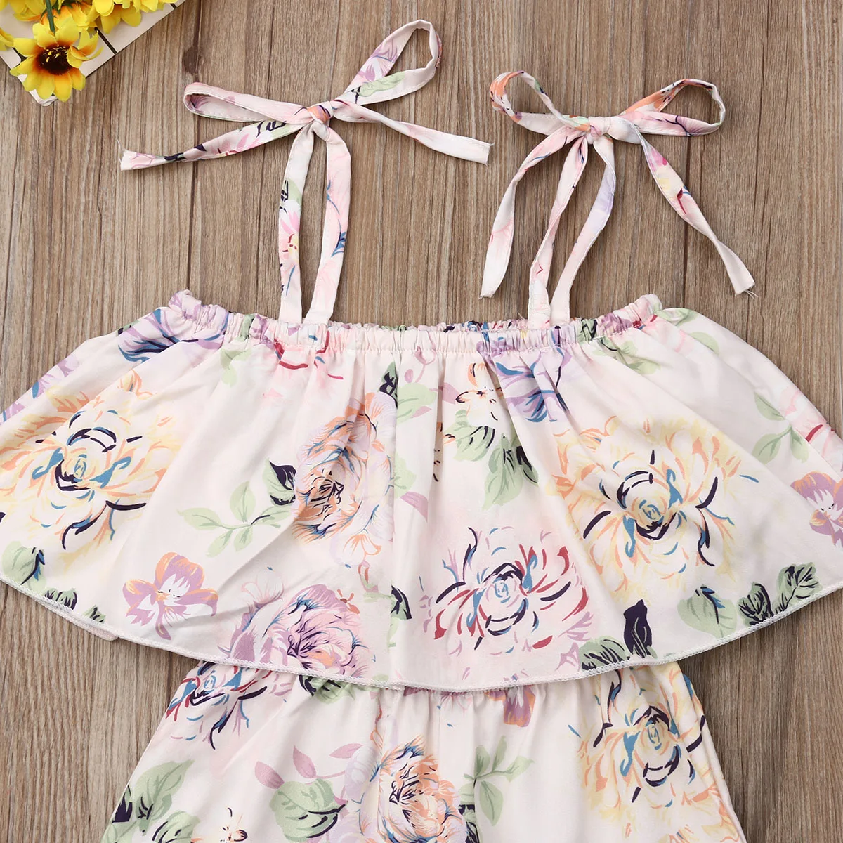 Одежда для новорожденных; для маленьких девочек цветочные комбинезоны летние без рукавов поясный комбинезон одежда в загородном стиле