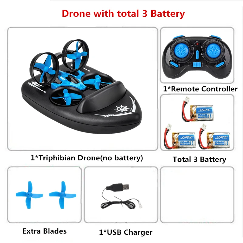 JJRC H36F 3in1 Mini Drone RC Drone Quadcopter/Vehicle/Hovercraft Boat Kids Toys For Sea Land and Air Dron VS JJRC H36 E010 - Цвет: B1