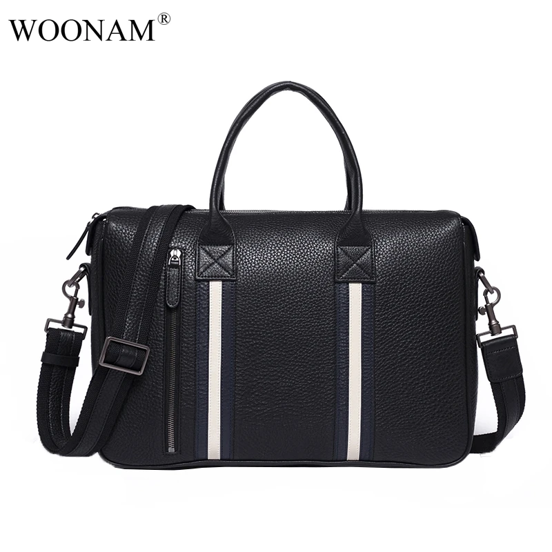WOONAMMenBriefcaseHighendMenBagLuxuryDesignerTopGrainGenuine