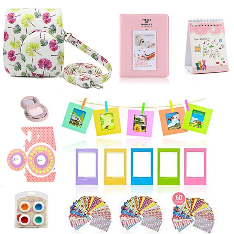 9 in 1 Accessories Kit for Fujifilm Instax Mini 8/9 Camera Painting Carrying Case Bag Cover/Selfie Mirror/Filter/Album/Sticker