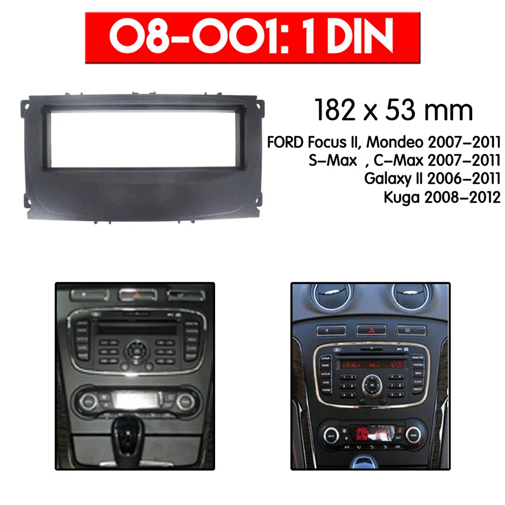 1 din Автомобильная панель fascia facia для FORD Focus II Mondeo S Max C Galaxy Kuga (черный) установочные