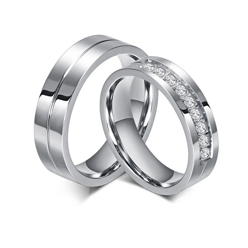 MQ, anillo de compromiso de pareja amantes anillos para los hombres y las mujeres de la joyería de acero inoxidable AAA + CZ piedra boda banda nunca se desvanecen óxido|Anillos| AliExpress