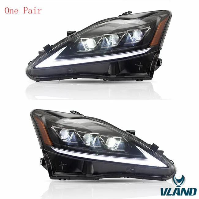 Headlight Amber VLAND завод для Lexus IS 250 IS300 головная лампа/задний фонарь в сборе 2006 2007 2008 2009 2010 2012 полный светодиодный+ бледный и штепсельная вилка - Цвет: Headlight Amber