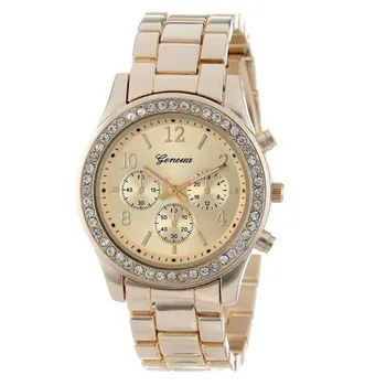 

Top Luxury Wristwatches Clock Chronograph Quartz Plated Classic Round Ladies Women Crystals Watch Relogio Feminino