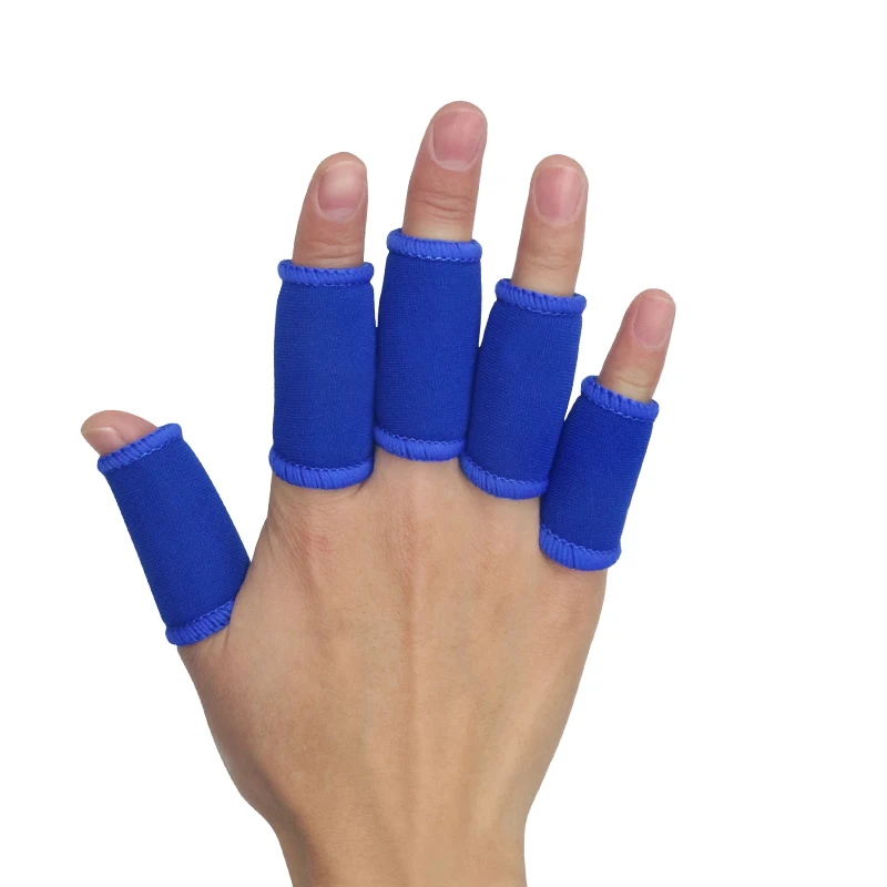 Kuangmi спортивные пальцем шину Поддержка эластичный бандаж палец рукав протектор Баскетбол Finger лечение шину охранник домашнее средство - Цвет: Blue