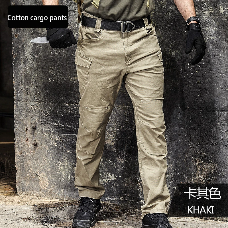 Походные тактические брюки-карго, мужские армейские военные брюки, хлопковые брюки с множеством карманов, эластичные мужские повседневные брюки