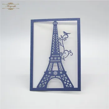 

Mery new design romantic navy blue wedding laser cut invitations