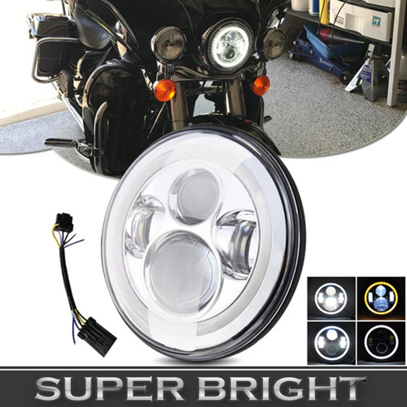

7inch Headlight Motorcycle Motor LED Projector Full Halo Headlight High Low Beam Light For Jeep Wrangler Off Road 4x4 Motorcycle