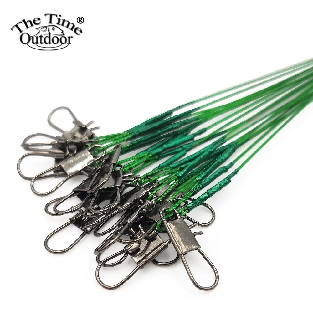

20PCS/lot Fishing Lure Trace Spiner Steel Wire Leader line with Spinner Shark Spinning Swivel 16 23 31cm for pike sea fishing