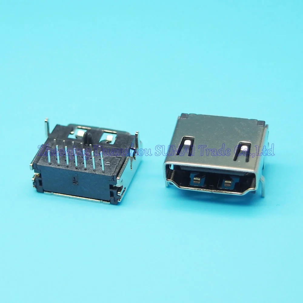 

free shipping 10pcs/lot 19P HDMI Jack HDMI Interface Female Socket Connector 3 rows 2 Foot 90 Degree