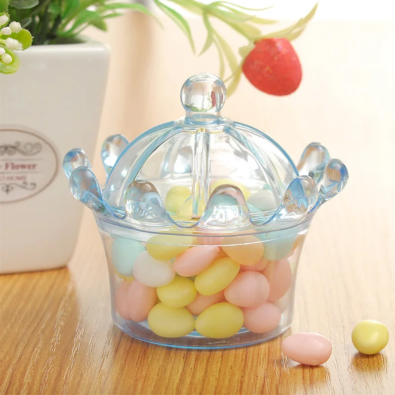 

12pcs/Lot Plastic Clear Candy Sweets Cookies Box Jar Storage Container with Lid for Wedding Festivals Party Decoration Supplies