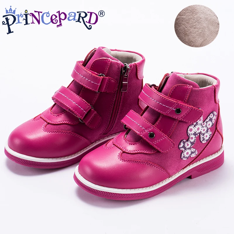 Princepard New orthopedic shoes for kids casual genuine leather velvet navy baby orthopedic shoes girls and boys 21-36