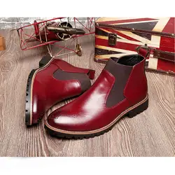 Быстрая доставка Мужская обувь 2018 Новый Мужские ботинки зимние тапки Для мужчин из натуральной кожи круглый носок плюс Размеры сапоги Для