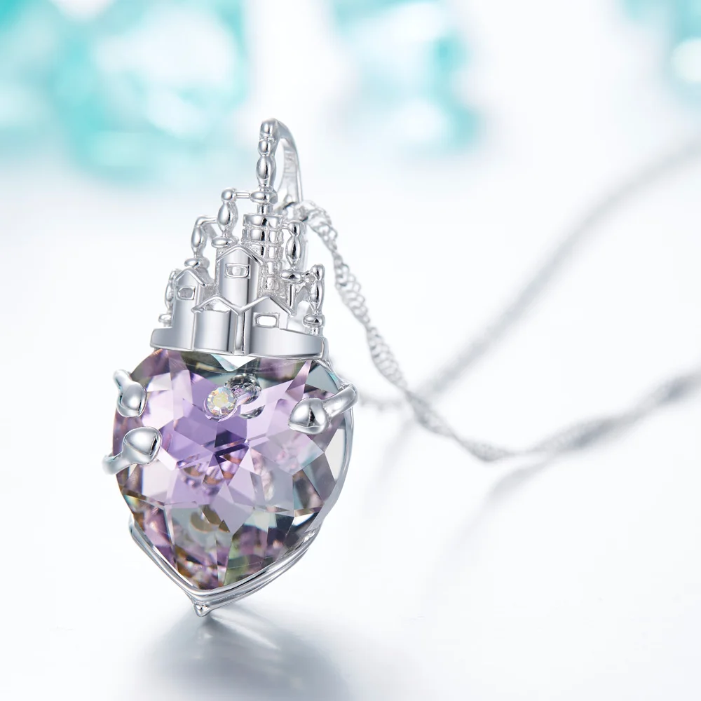 F.I.N.S Luxury Purple Austrian Crystal Necklace Pendants Castle