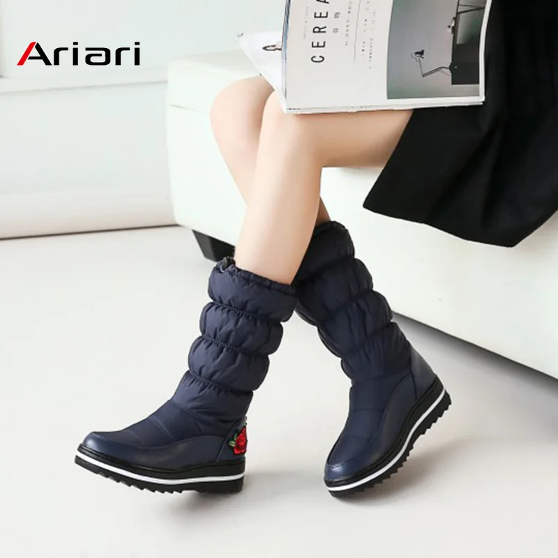 

Ariari Female Russia Snow Boot Big Size 35-44 Mid-Calf Waterproof Warm Comfortable Flat Down Winter Boots Women's Quilted Boots