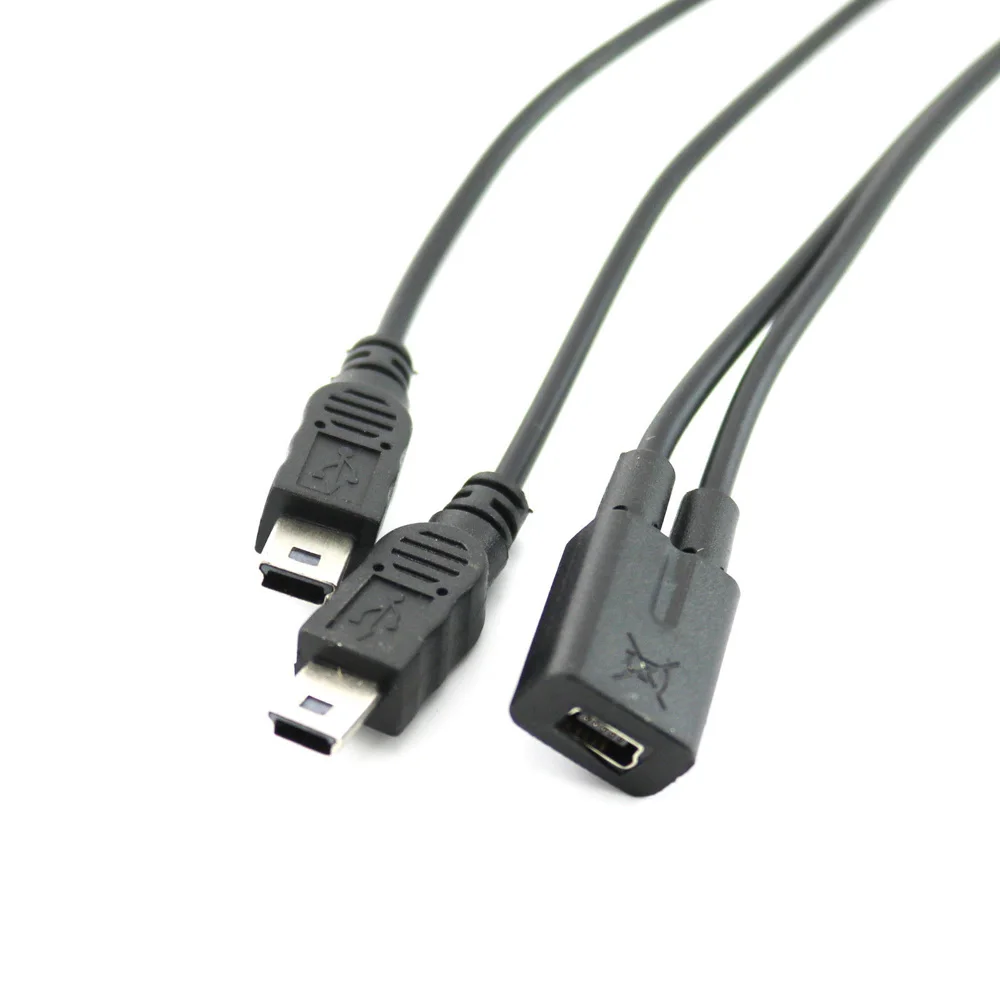 Mini USB 2.0 femelle à 2 Mini USB mâle séparateur général Y rallonge chargeur adaptateur câble 30cm Mini USB séparateur câble 1.2A-1.5A ► Photo 1/6
