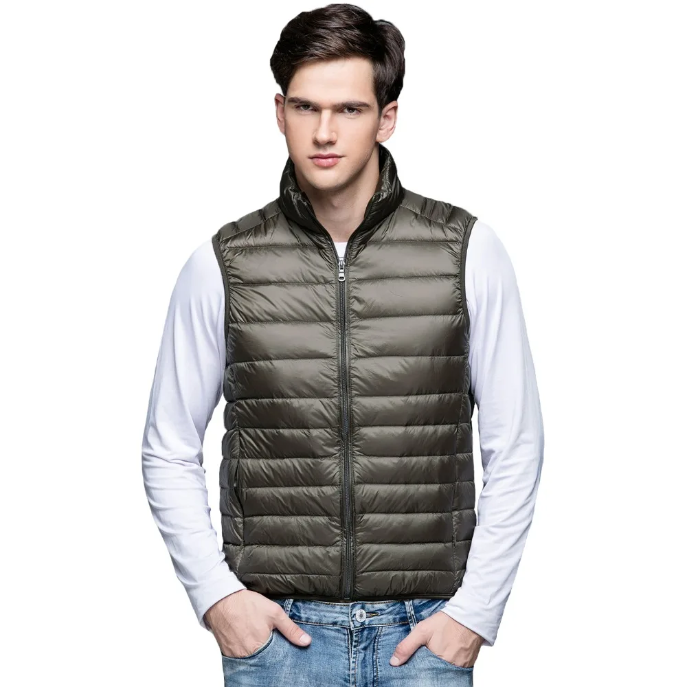 

2019 New Brand Men Sleeveless Jacket Winter Ultra Light 90 White Duck Down Vest Male Autumn Vest Mens Windproof Warm Waistcoat