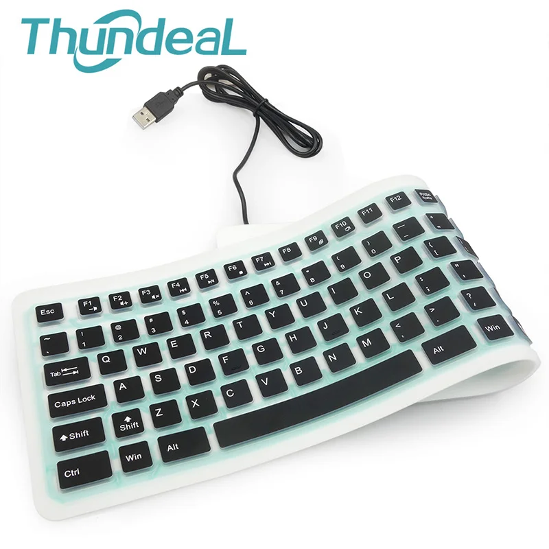 English 107 keys Silicone Portable Wired Keyboard Flexible Foldable USB