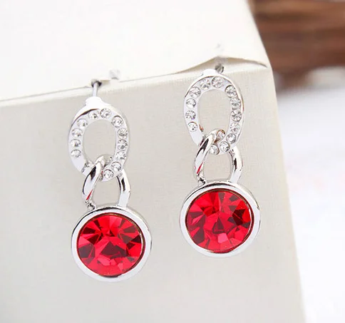 Женские серьги подвески Anngill Серебристые с кристаллами Swarovski модные