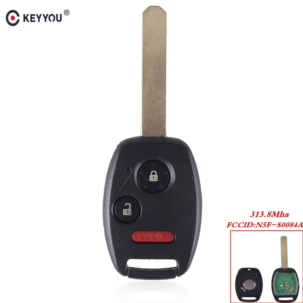 Замена KEYYOU 2 2+ 1 3 кнопки дистанционного брелока для Honda CRV Fit Accord CR-Z Civic Odyssey N5F-S0084A 313,8 МГц полный ключ