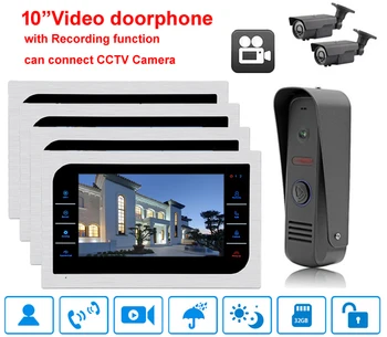

Built-in power 10'' Video Door Phone Intercom System Support SD Card Recording&Picture Memory Touch Key Indoor Monitor with ring