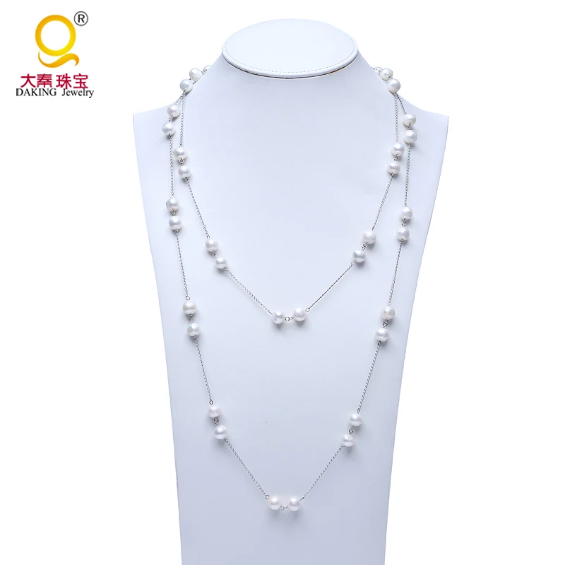 

2016 new hot chain accessories 9-10mm freshwater pearl necklace wedding jewelry party gift for girl