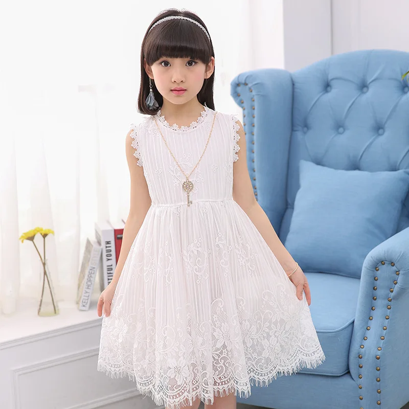 Летнее платье для девочек Новое Стильное кружевное тонкое платье принцессы Брендовое Модное Элегантное простое богемное платье