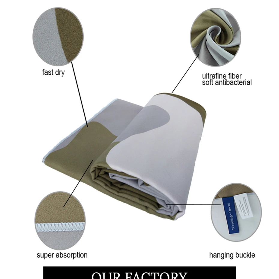 Zipsoft пляжное полотенце с принтом камуфляж большой размеры микрофибры Путешествия ткань быстрое высыхание спорта на открытом воздухе одежда заплыва кемпинг