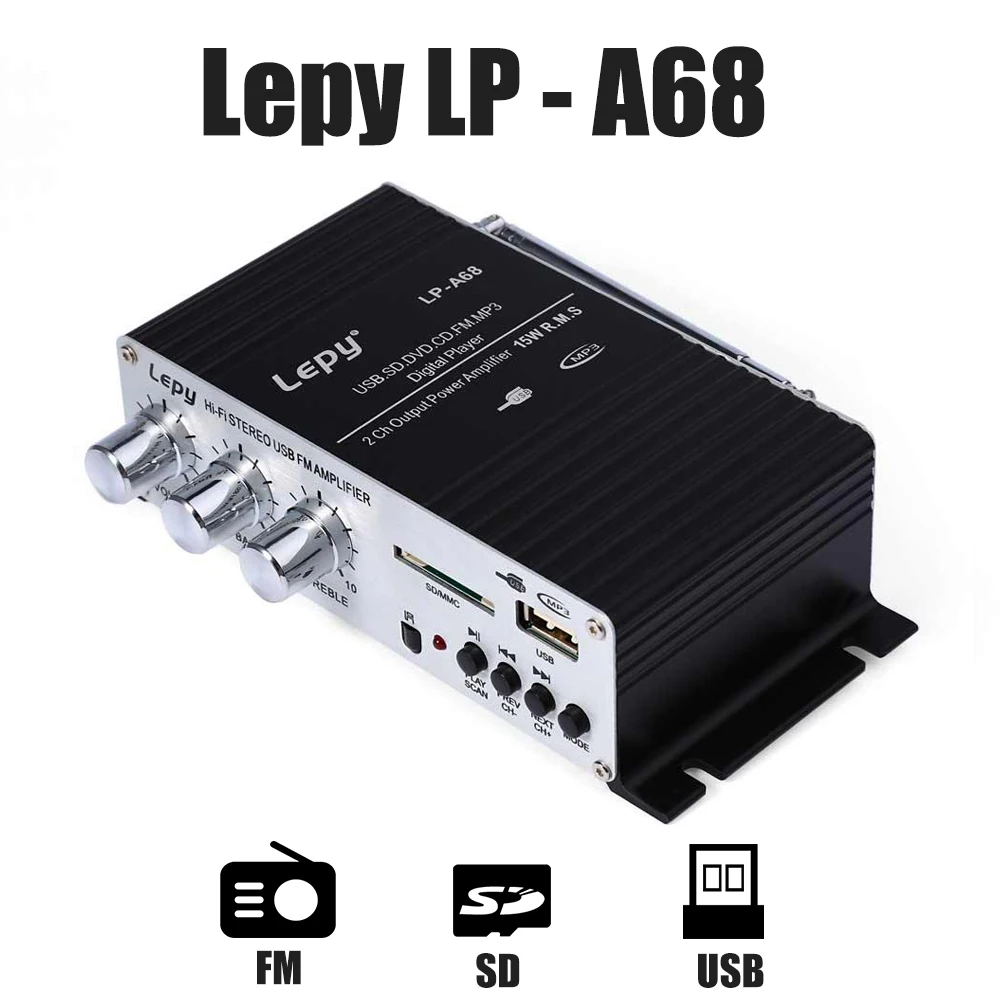 

Lepy LP - A68 amplifiers speaker audio stereo amplifier car power amplifier support SD / MMC / USB HiFi Audio Amplifier