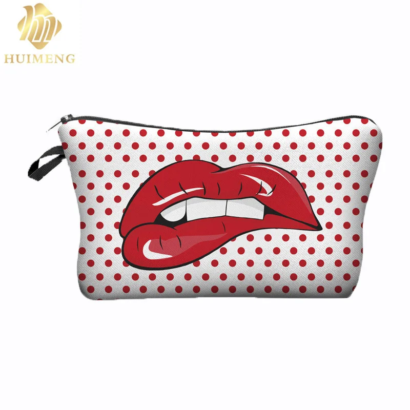 

2018 HUIMENG 3D Printing Makeup Bags With Multicolor Pattern Cute Cosmetics Pouchs For Travel Ladies Pouch Women Cosmetic Bag