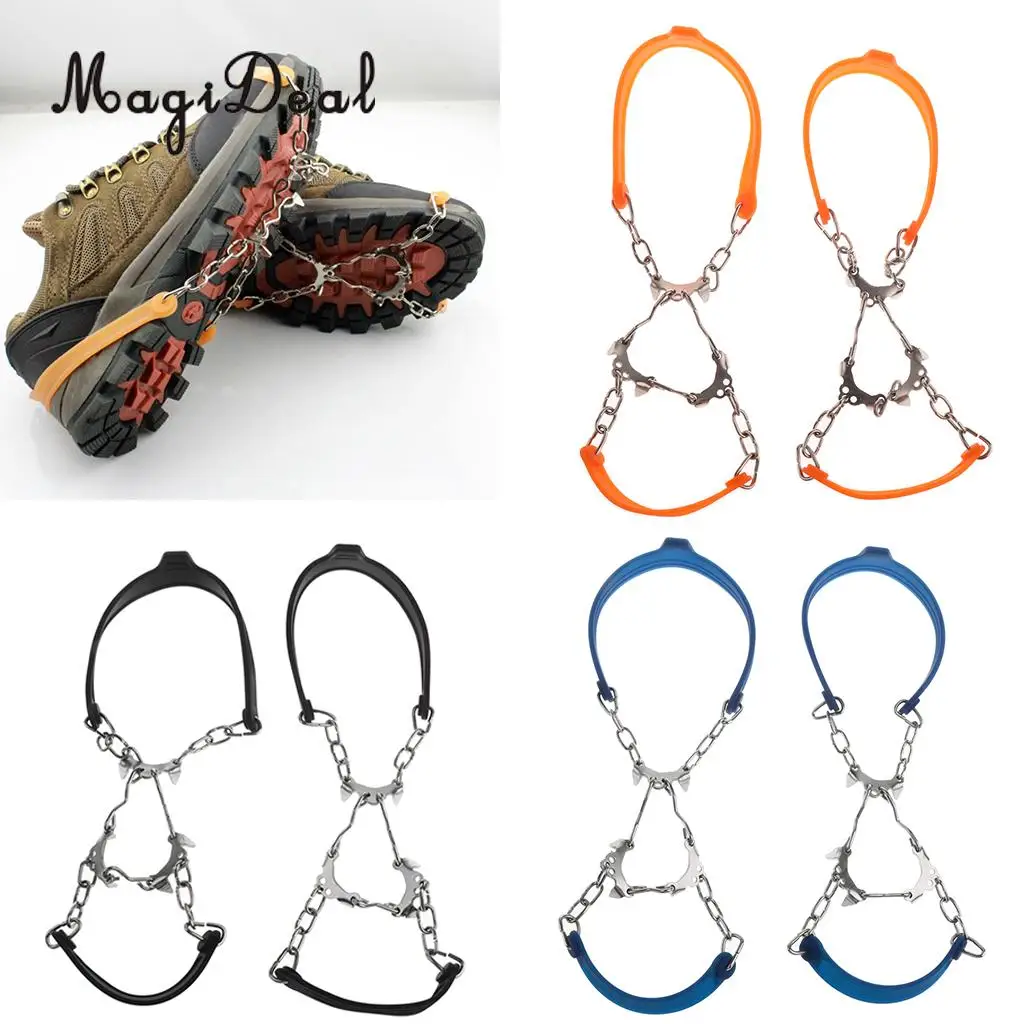 

MagiDeal 6 Teeth Ice Snow Spikes Cleats Crampons Anti Slip Grippers for Winter Walking Hiking Climbing Shoes/Boots EU 35-45