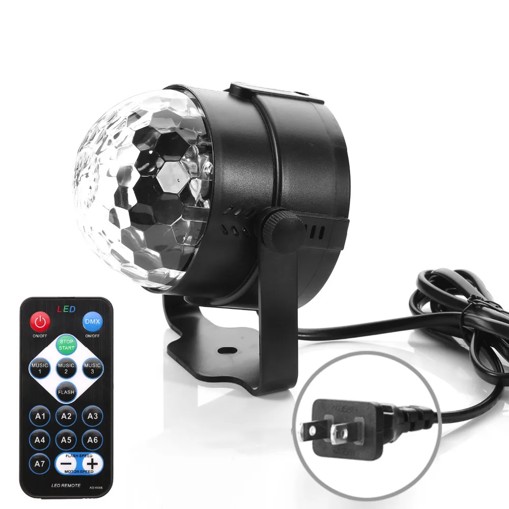 

Free Shipping 3W RGB Remote controller Led DJ Stage Light Magic Crystal Rotating Ball Sound/Auto Control Stage Lamps