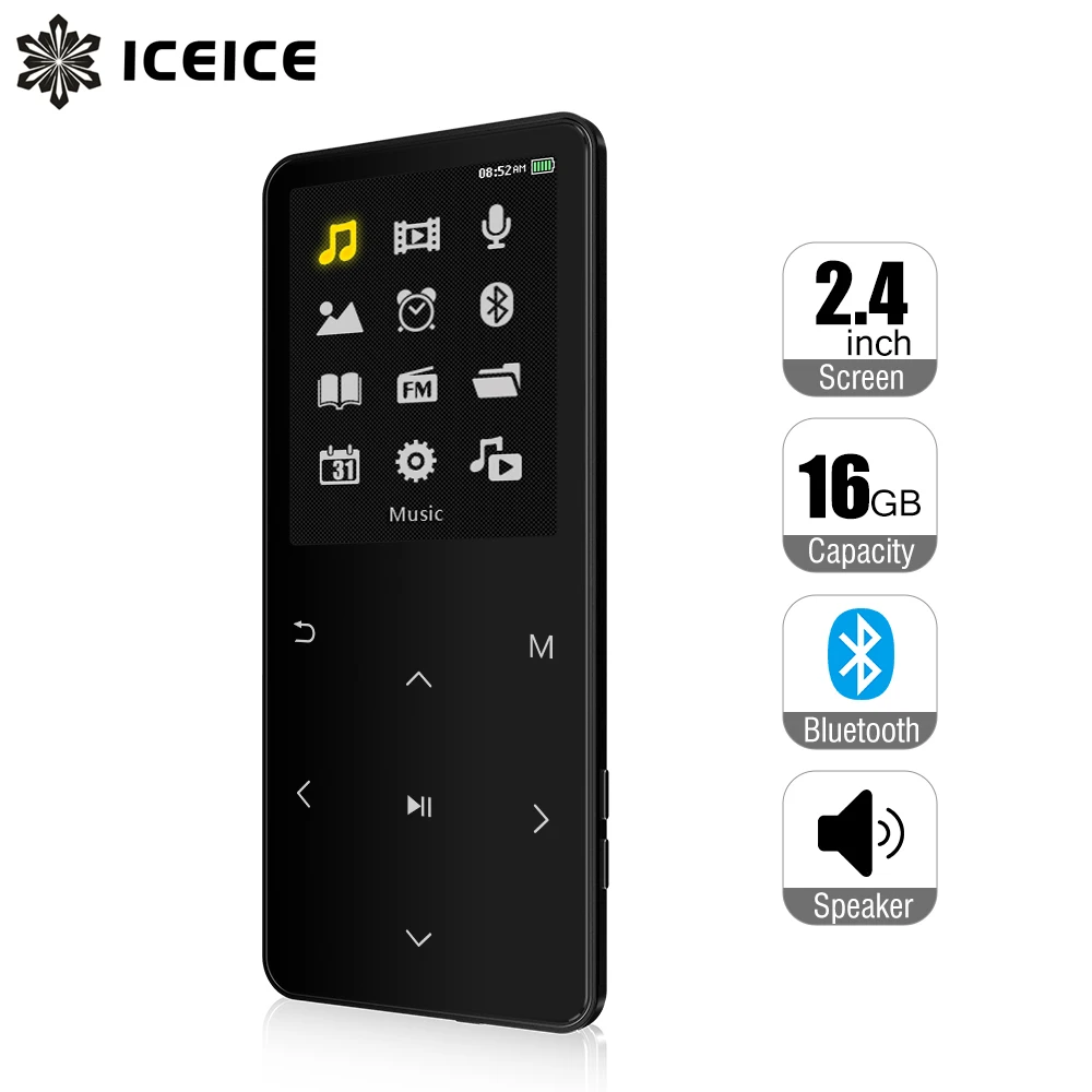 ICEICE MP3 плеер с bluetooth и Динамик 2,4 Экран сенсорных клавиш hi fi fm радио мини спортивные MP 3 музыкальный плеер портативный плеер