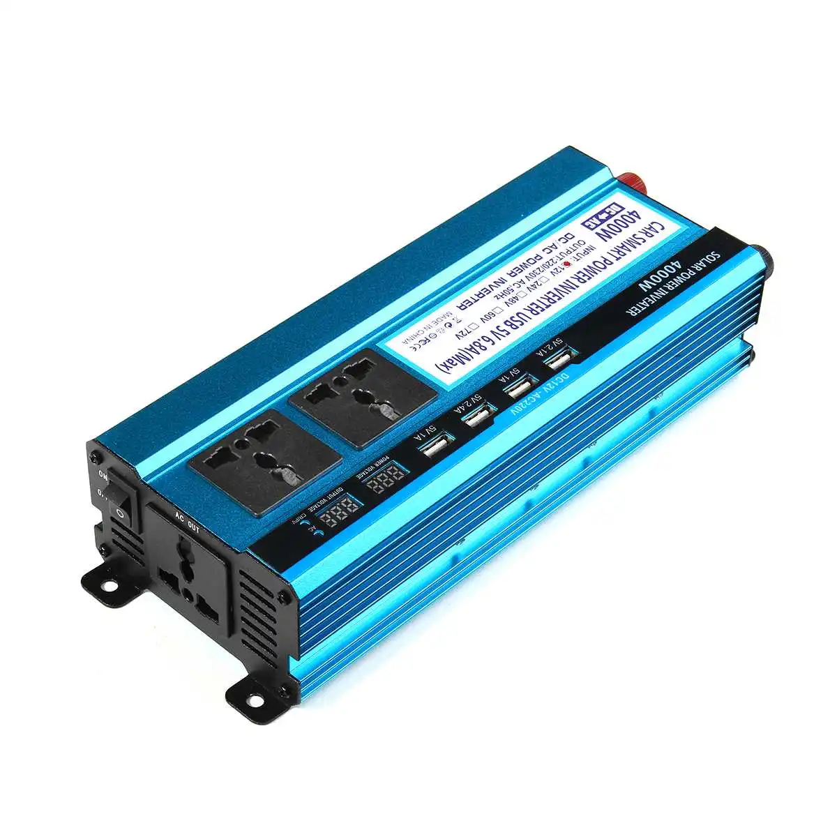 US $37.38 4000w Inverter 12v24v48v To 220v Voltage Converter Transformer Double Led Display 4 Usb Solar Power Inverter
