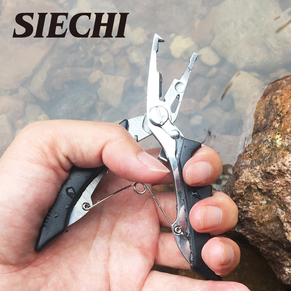 SIECHI كماشة الصيد الفولاذ المقاوم للصدأ خط القواطع البسيطة الصيد معالجة أدوات اكسسوارات إزالة السنانير مقص يبصقون حلقة كماشة SIECHI كماشة الصيد الفولاذ المقاوم للصدأ خط القواطع البسيطة الصيد معالجة أدوات اكسسوارات إزالة السنانير مقص يبصقون حلقة كماشة
