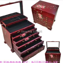 Европейская и американская традиционная стильная Экстра 6 слойная Большая деревянная шкатулка для ювелирных изделий винтажная шкатулка ящик подарочная коробка для хранения