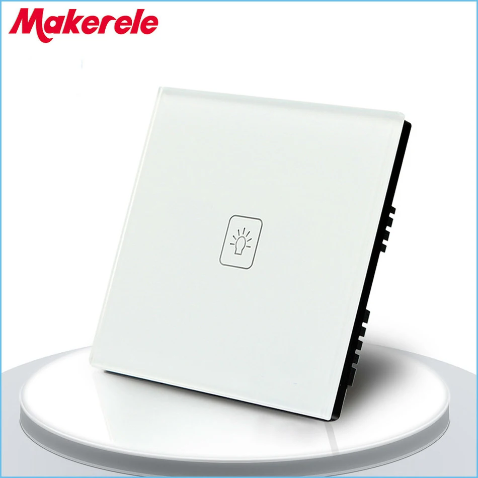 

UK Standard Touch Switch 1 Gang 1 Way White Crystal Glass panel Light Switch ,Touch Screen wall switch
