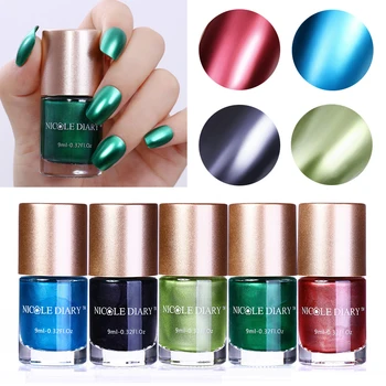 

NICOLE DIARY 9ml Metallic Nail Polish Mirror Effect Red Blue Green Black Nail Varnish varnish Nail Art Color for DIY