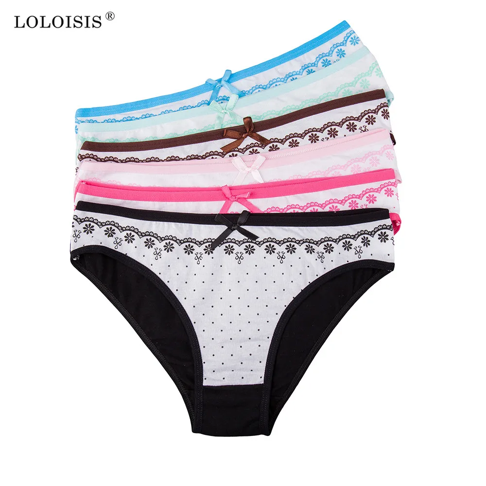 Loloisis Womens Cotton Panties Dot Print Girl Briefs Ms Cotton Flower