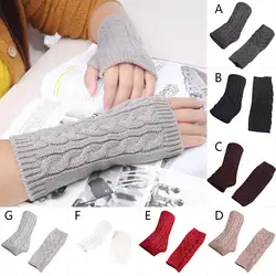 Для женщин теплые зимние перчатки Перчатки вязаный крючком под большой Палец Вязать митенки варежки теплые и зрелые Перчатки 2019 мода