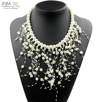 

2019 New fashion simulated pearl necklace Z bib collar necklace & pendant luxury choker tassel Necklace statement necklace