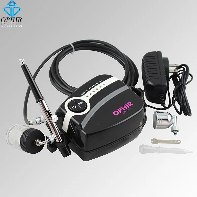 Compressor de ar Ajustável para Decoração do Bolo Arte do Unha Ac094 + Ac005 Ophir Airbrush Compressor Portátil Kit 5-mini Pintura Corporal _ Pro 8 Pintura de corpo