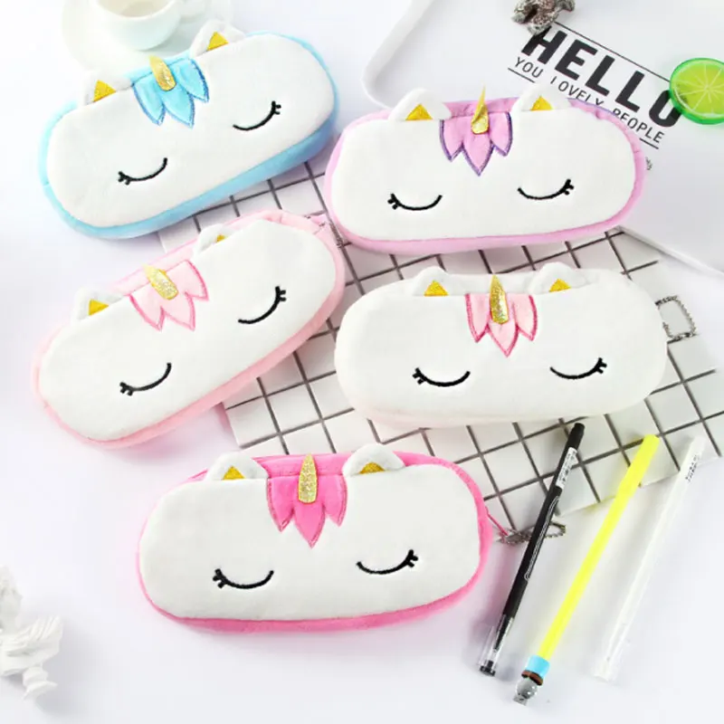 

Cute Plush Unicorn Pencil Case School Pencil Cases Stationery Pencilcase Kawaii Bag boy Girls Coin Purse For School Supplies