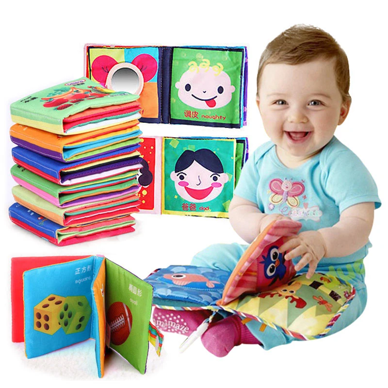 Soft Squeaky Cloth Book Baby Toy Teether Kids Early Learning & Education Animals Book Soft Baby Rattles Infant Toys